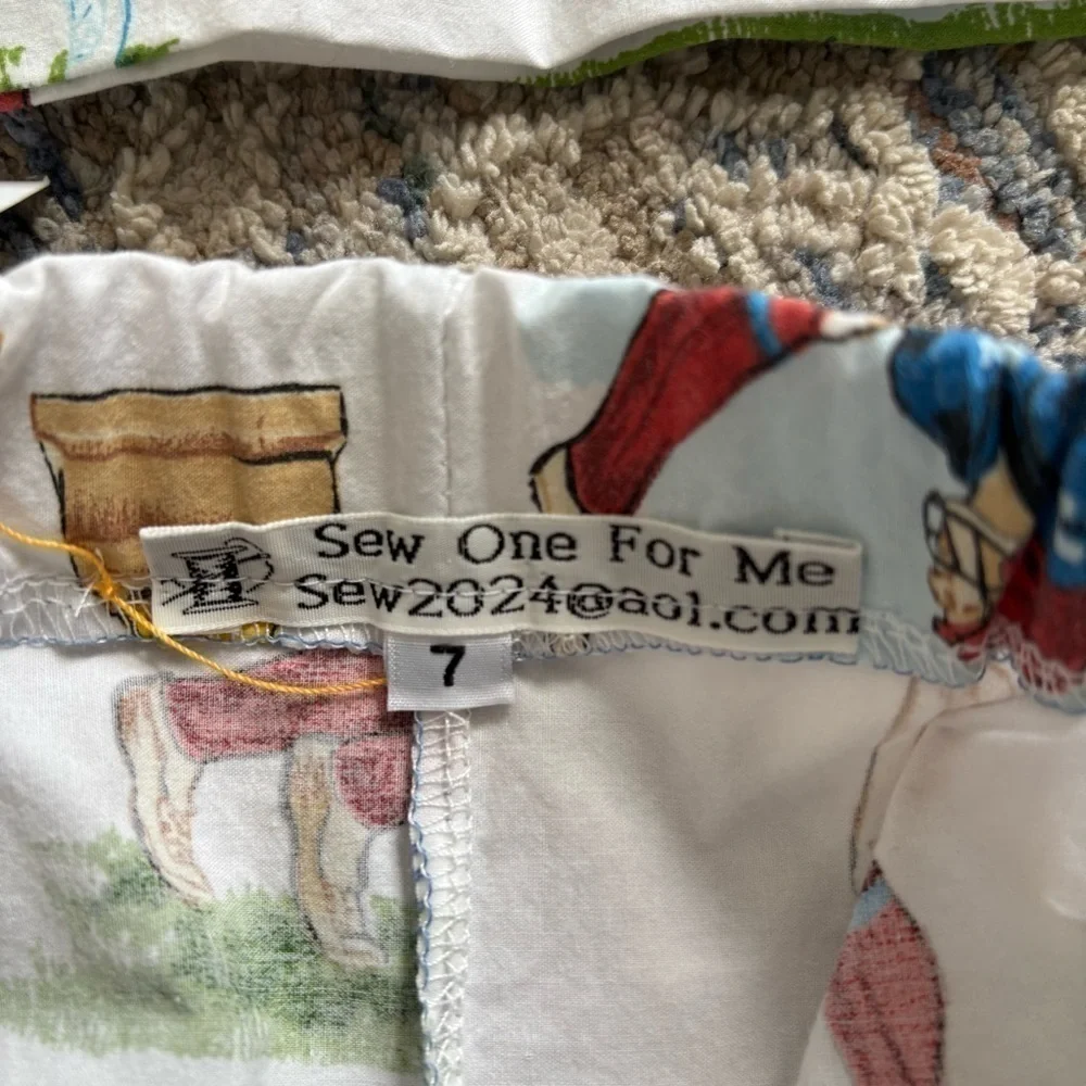 Vintage Boys Pajama Set Handmade Football Print size 7